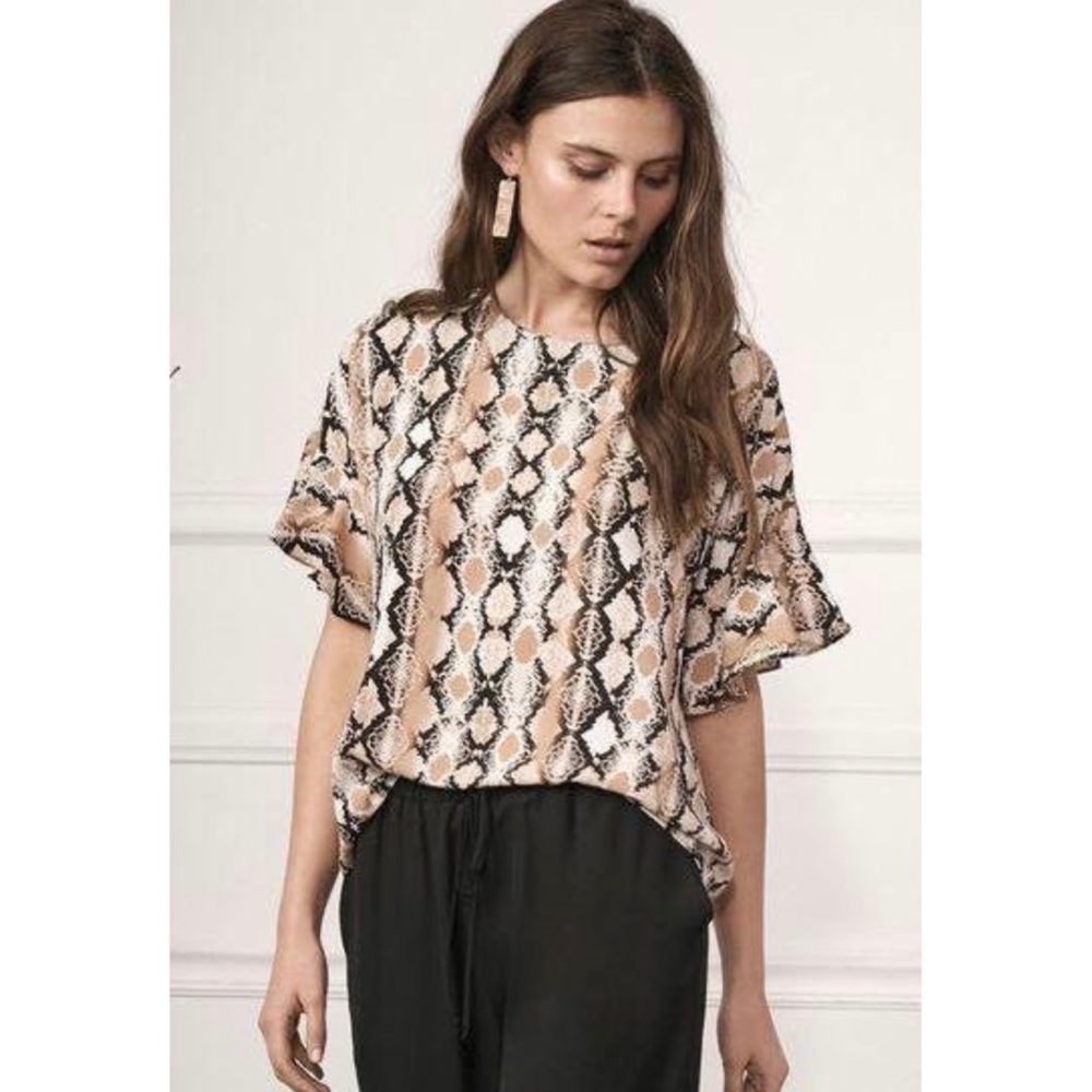 Three Eighty Two | Women’s Josh Ruffle‎ Python Tee XS $78